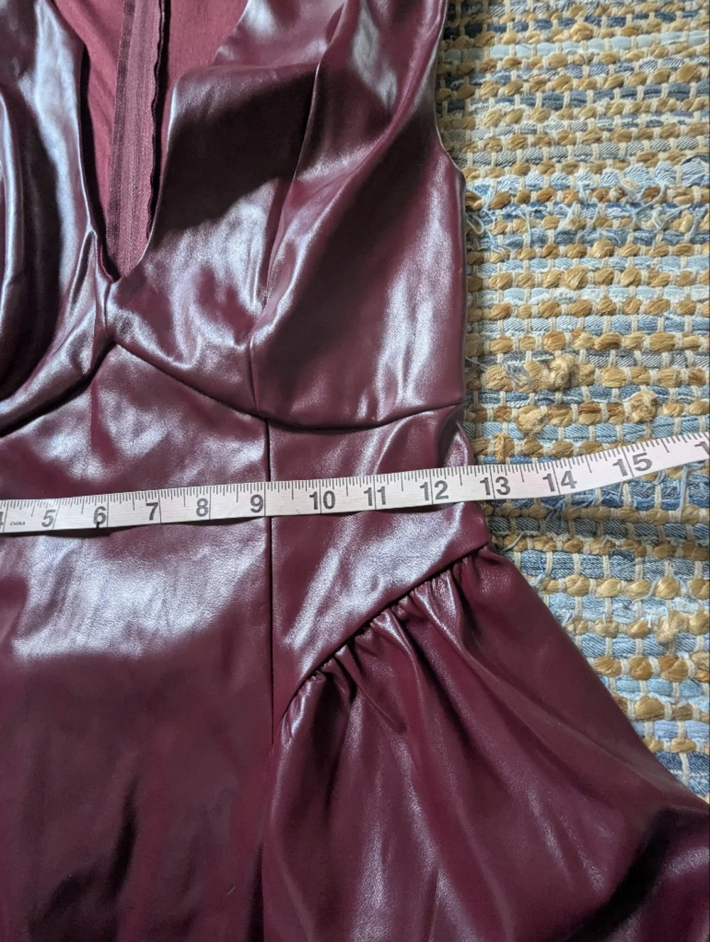 Francesca’s Plum Burgundy Faux Leather Fit & Flare Dress XS Vegan Leather Pleath